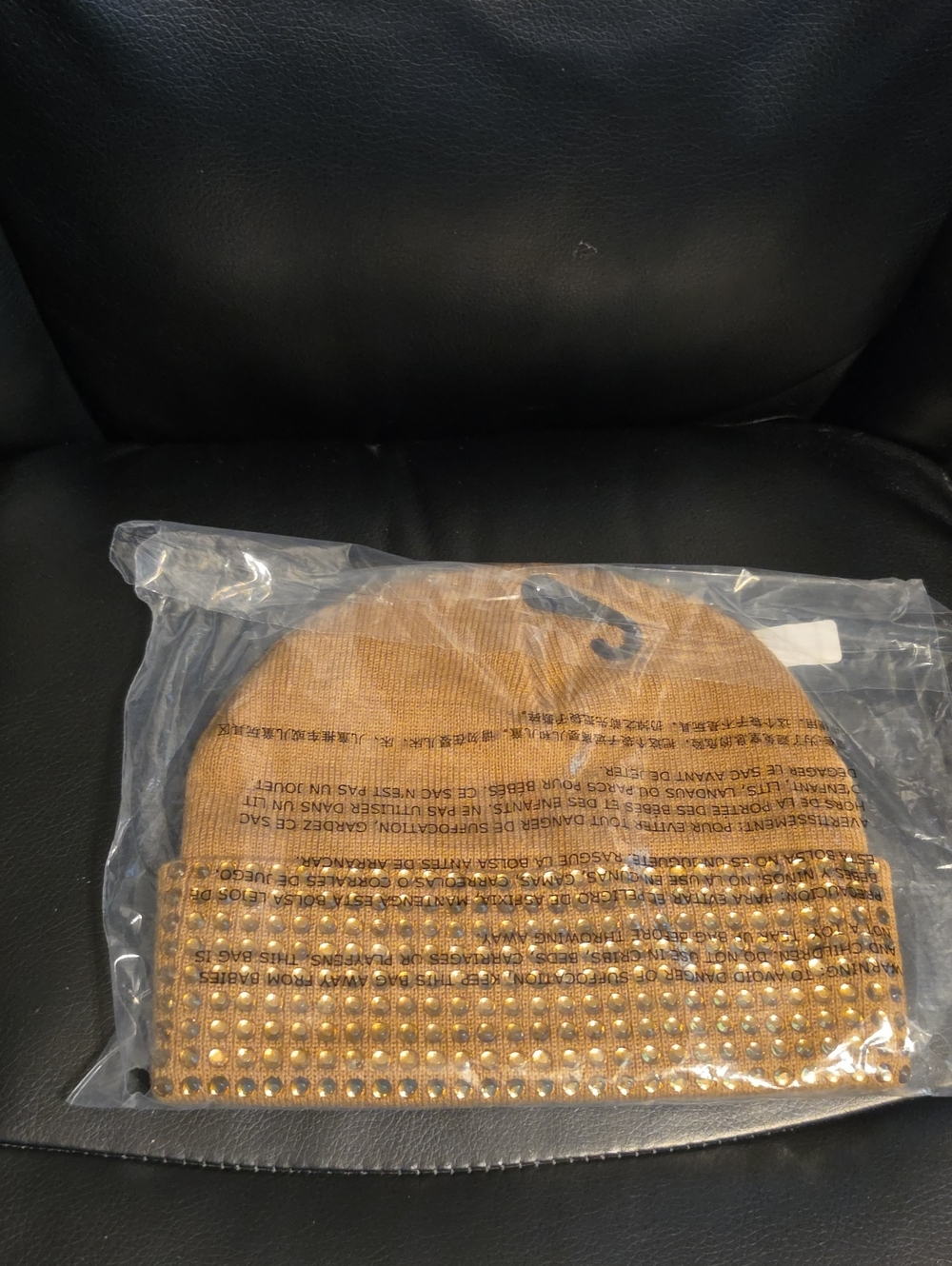 Kurt Geiger Crystal Studded Knit Hat - Picture 3 of 3